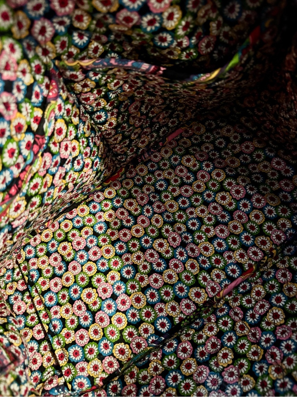 Vera Bradley Quilted Travel Bag in Black, Pink, Yellow, Green, Blue - Picture 6 of 7